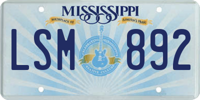 MS license plate LSM892