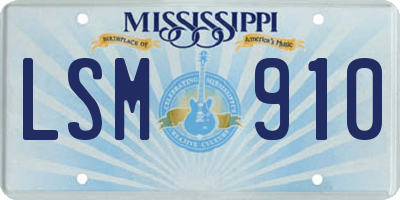 MS license plate LSM910