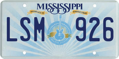 MS license plate LSM926