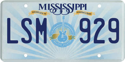 MS license plate LSM929