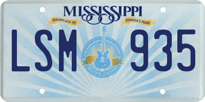MS license plate LSM935