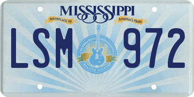 MS license plate LSM972