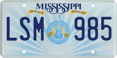MS license plate LSM985