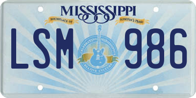 MS license plate LSM986
