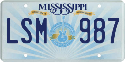 MS license plate LSM987