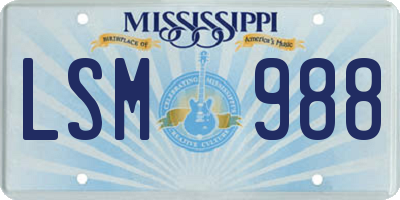 MS license plate LSM988