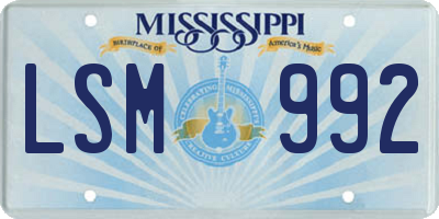 MS license plate LSM992