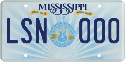 MS license plate LSN000