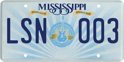 MS license plate LSN003