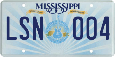 MS license plate LSN004
