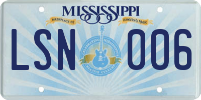 MS license plate LSN006