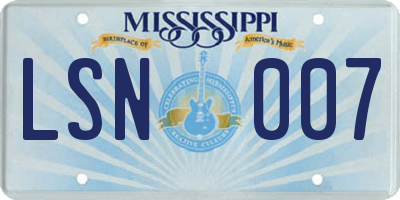 MS license plate LSN007
