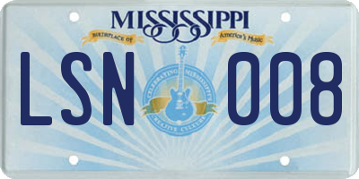 MS license plate LSN008
