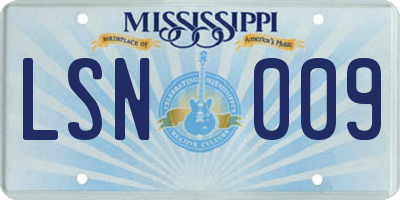 MS license plate LSN009