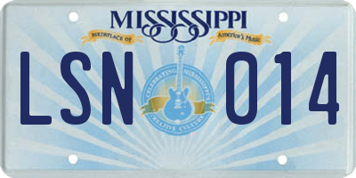 MS license plate LSN014