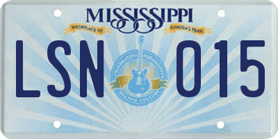 MS license plate LSN015