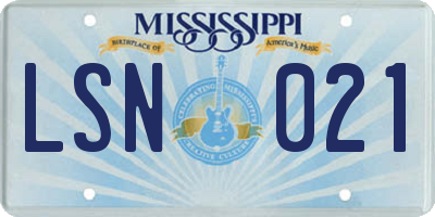 MS license plate LSN021