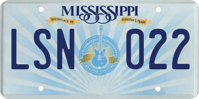 MS license plate LSN022