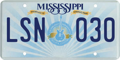 MS license plate LSN030