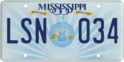 MS license plate LSN034