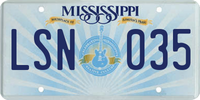 MS license plate LSN035