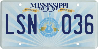 MS license plate LSN036