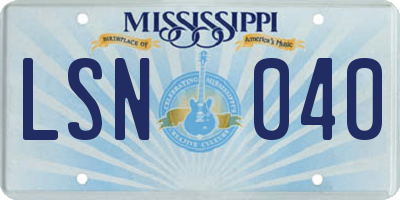 MS license plate LSN040