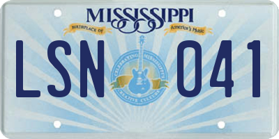MS license plate LSN041