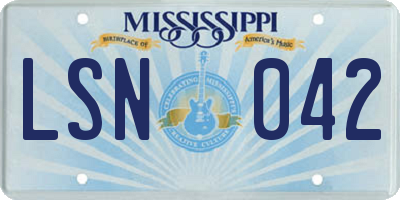 MS license plate LSN042