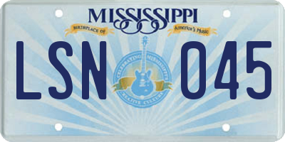MS license plate LSN045