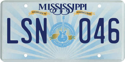 MS license plate LSN046