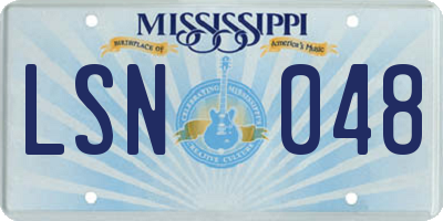 MS license plate LSN048