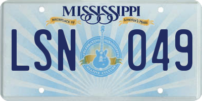 MS license plate LSN049