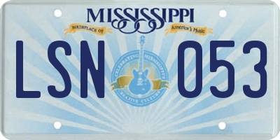 MS license plate LSN053