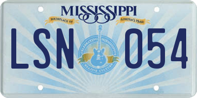 MS license plate LSN054