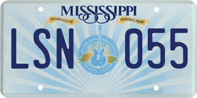 MS license plate LSN055