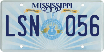 MS license plate LSN056