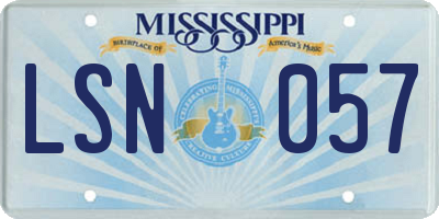 MS license plate LSN057
