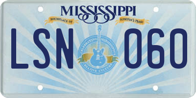 MS license plate LSN060