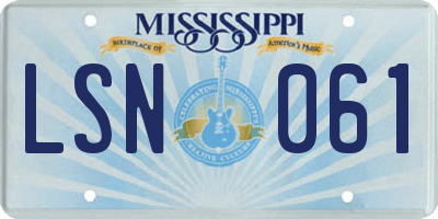 MS license plate LSN061