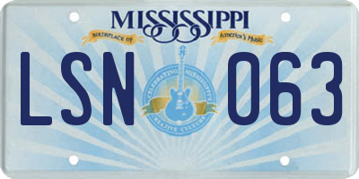MS license plate LSN063