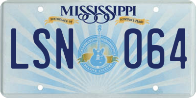 MS license plate LSN064