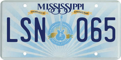 MS license plate LSN065