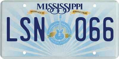 MS license plate LSN066