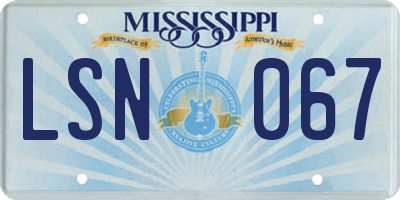 MS license plate LSN067