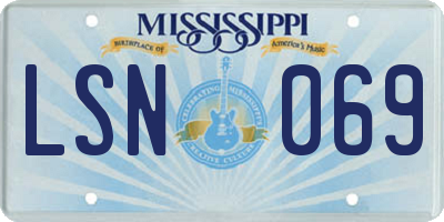 MS license plate LSN069