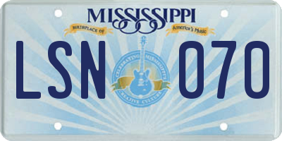 MS license plate LSN070