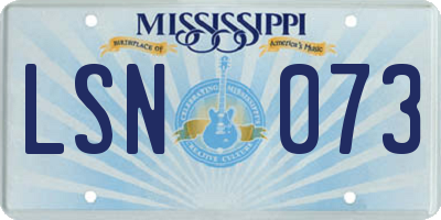 MS license plate LSN073