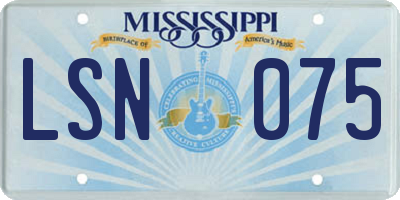 MS license plate LSN075