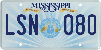 MS license plate LSN080
